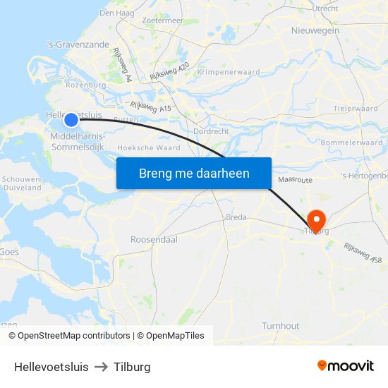 Hellevoetsluis to Tilburg map