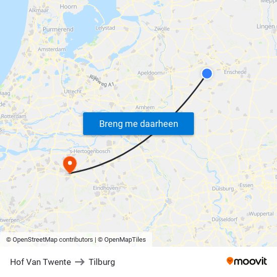 Hof Van Twente to Tilburg map