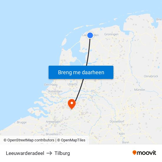 Leeuwarderadeel to Tilburg map