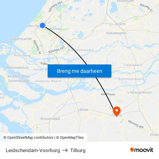 Leidschendam-Voorburg to Tilburg map