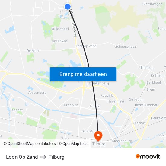 Loon Op Zand to Tilburg map