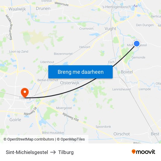 Sint-Michielsgestel to Tilburg map