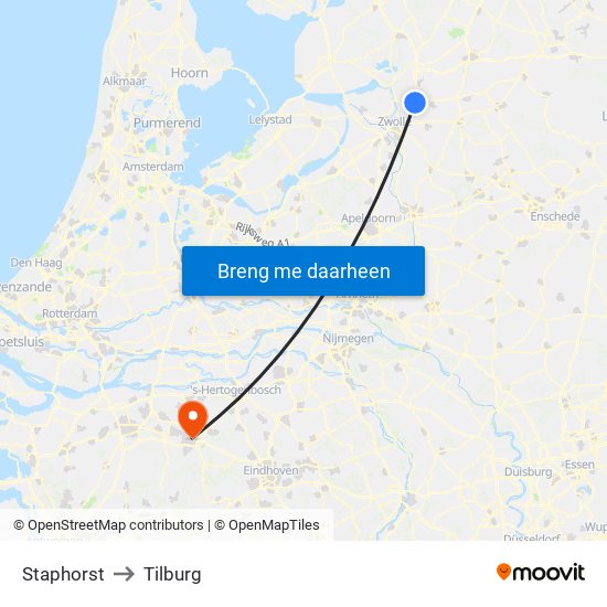 Staphorst to Tilburg map