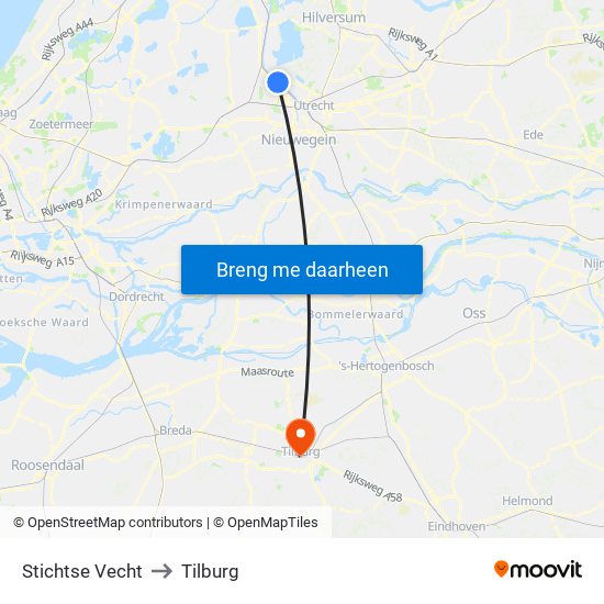 Stichtse Vecht to Tilburg map