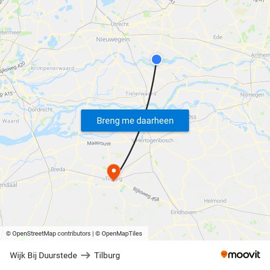Wijk Bij Duurstede to Tilburg map