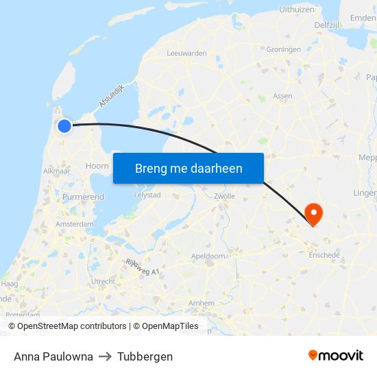 Anna Paulowna to Tubbergen map