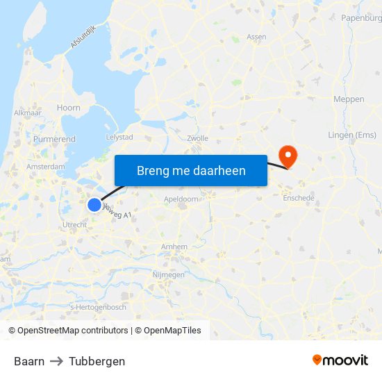 Baarn to Tubbergen map