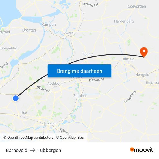Barneveld to Tubbergen map