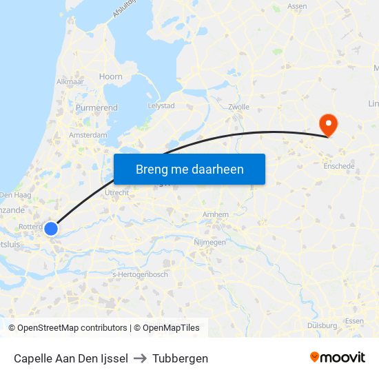 Capelle Aan Den Ijssel to Tubbergen map