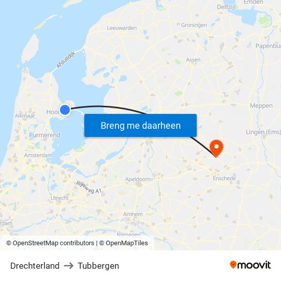 Drechterland to Tubbergen map