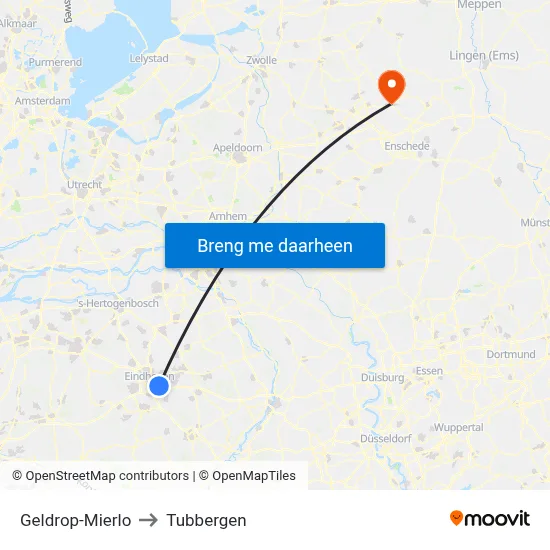 Geldrop-Mierlo to Tubbergen map