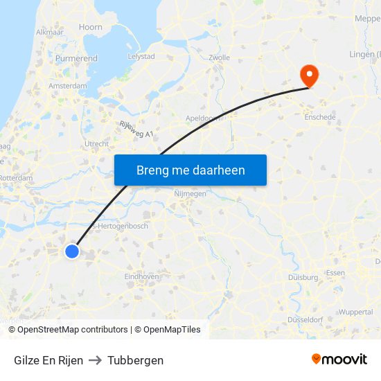 Gilze En Rijen to Tubbergen map