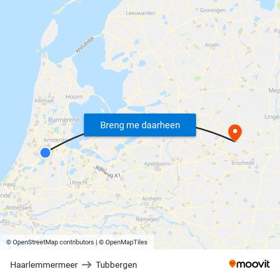 Haarlemmermeer to Tubbergen map