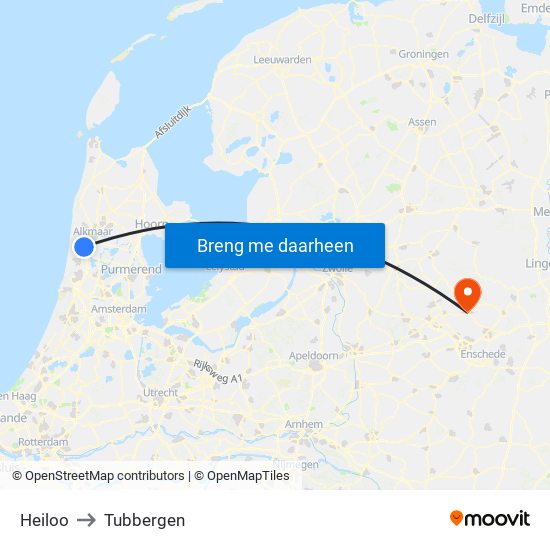 Heiloo to Tubbergen map