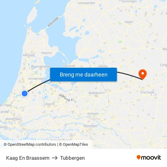 Kaag En Braassem to Tubbergen map