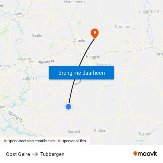 Oost Gelre to Tubbergen map