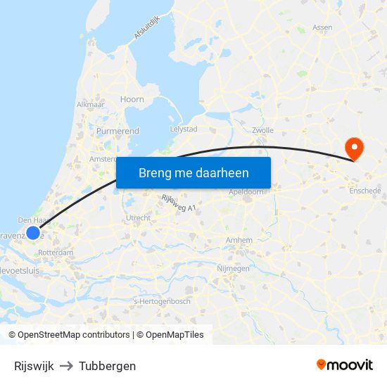 Rijswijk to Tubbergen map