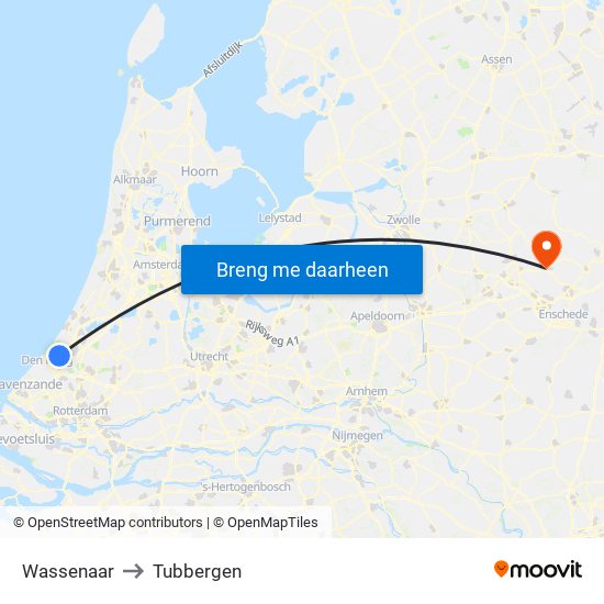 Wassenaar to Tubbergen map