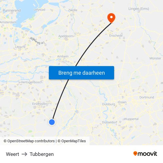 Weert to Tubbergen map