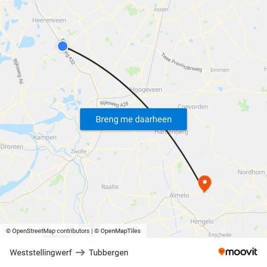 Weststellingwerf to Tubbergen map