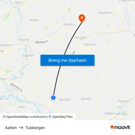 Aalten to Tubbergen map