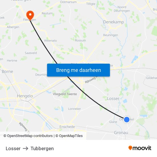 Losser to Tubbergen map