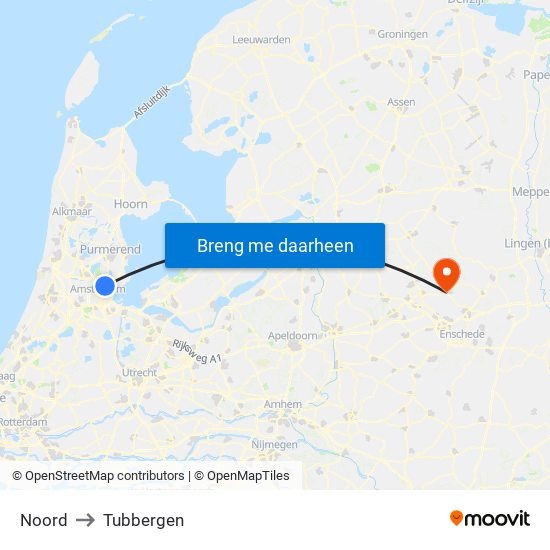 Noord to Tubbergen map