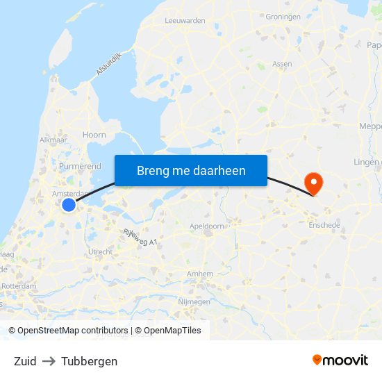 Zuid to Tubbergen map