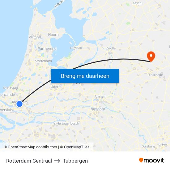 Rotterdam Centraal to Tubbergen map