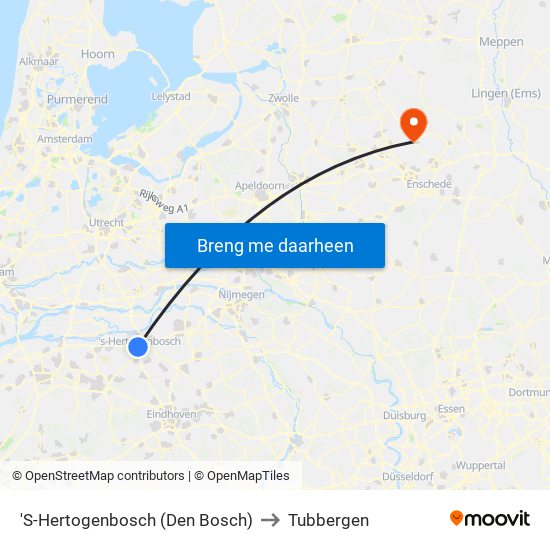 'S-Hertogenbosch (Den Bosch) to Tubbergen map