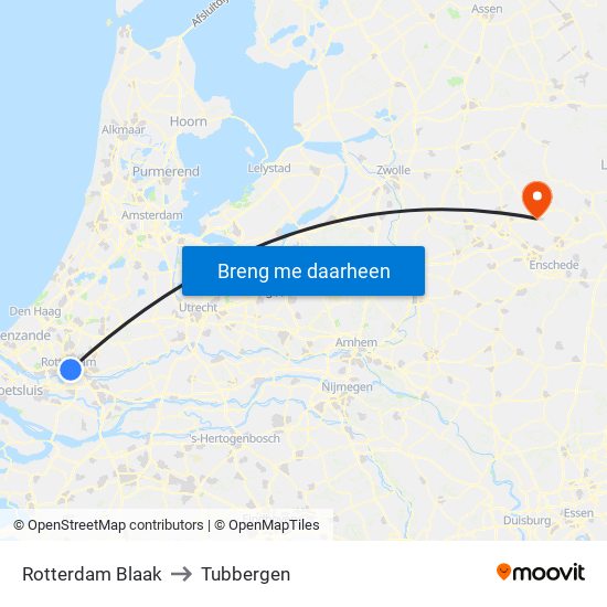 Rotterdam Blaak to Tubbergen map