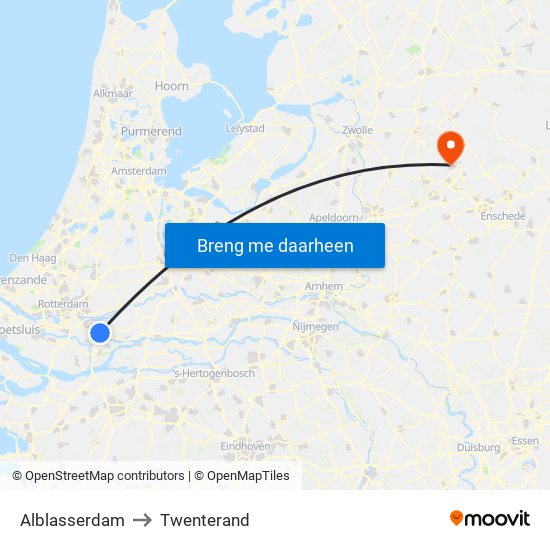 Alblasserdam to Twenterand map