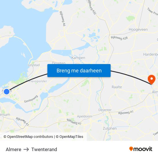 Almere to Twenterand map