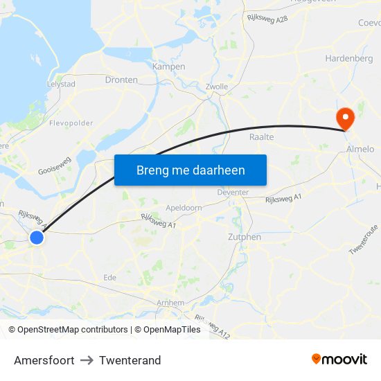 Amersfoort to Twenterand map