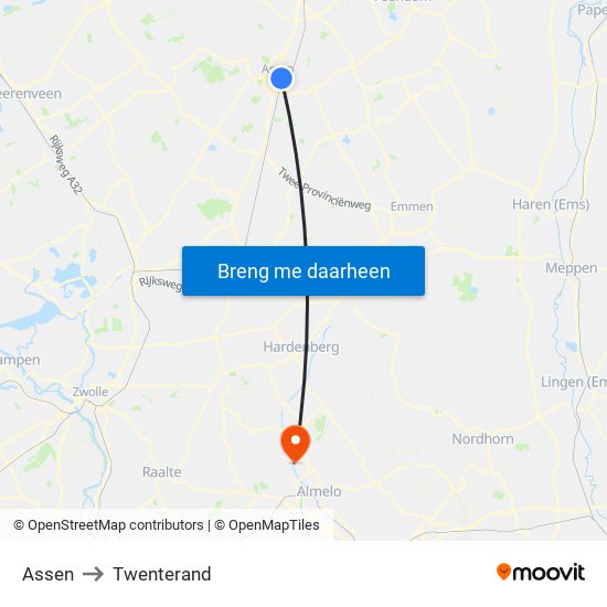 Assen to Twenterand map
