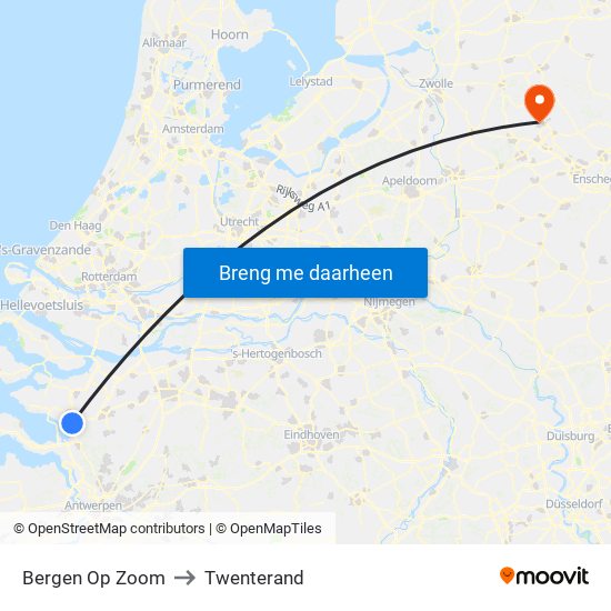 Bergen Op Zoom to Twenterand map