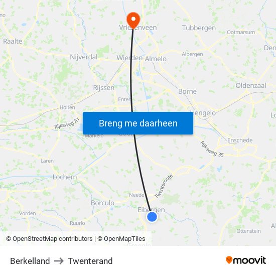 Berkelland to Twenterand map