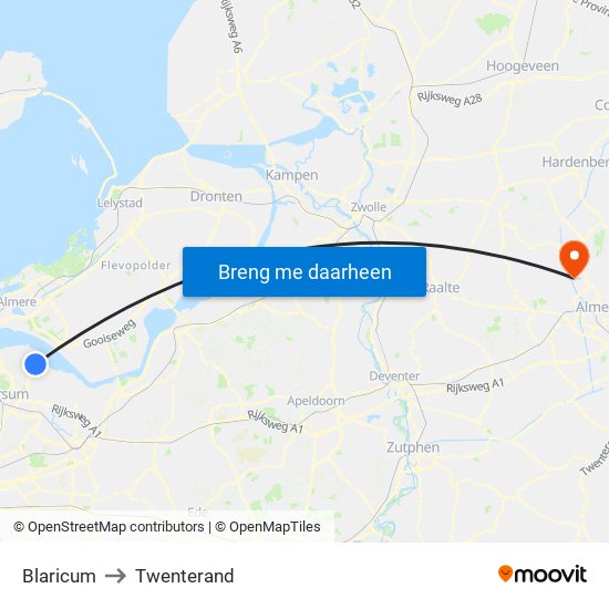Blaricum to Twenterand map