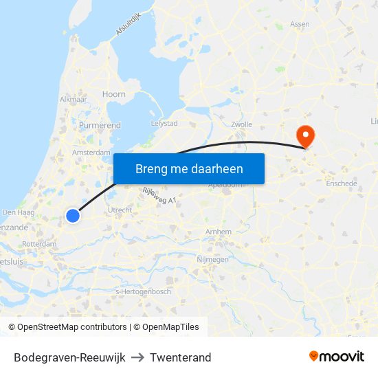 Bodegraven-Reeuwijk to Twenterand map