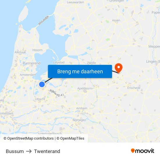Bussum to Twenterand map