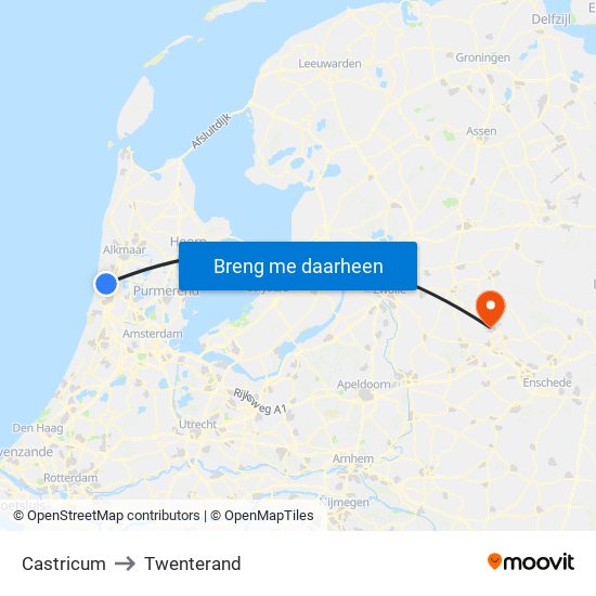 Castricum to Twenterand map