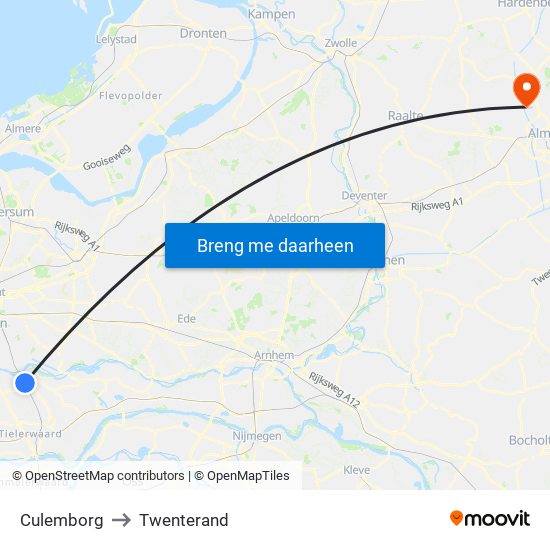 Culemborg to Twenterand map