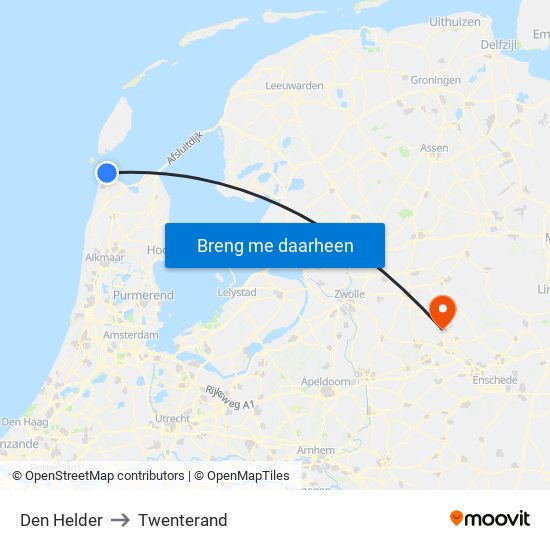 Den Helder to Twenterand map
