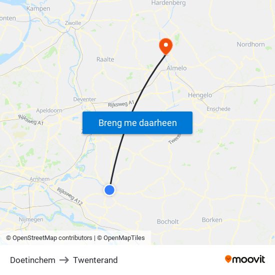 Doetinchem to Twenterand map