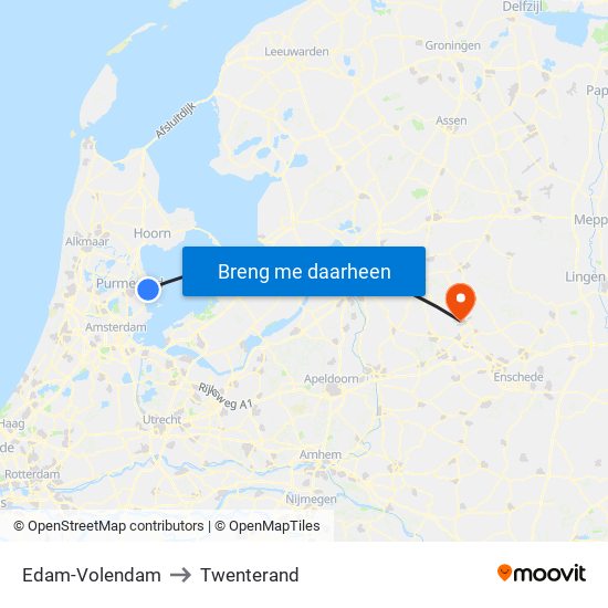 Edam-Volendam to Twenterand map