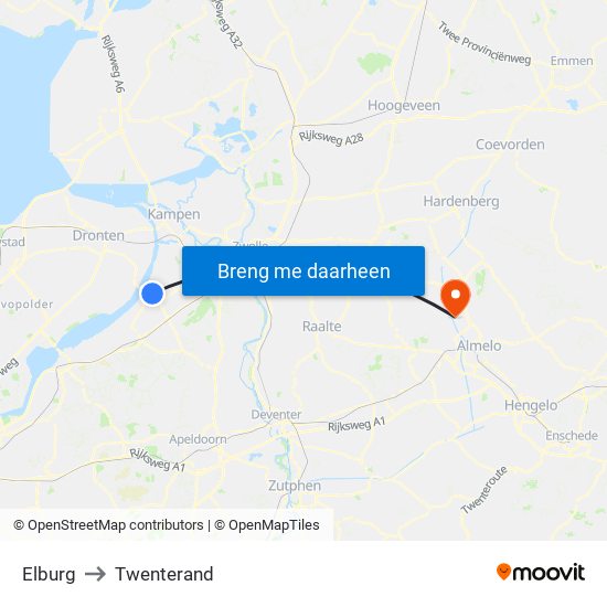 Elburg to Twenterand map