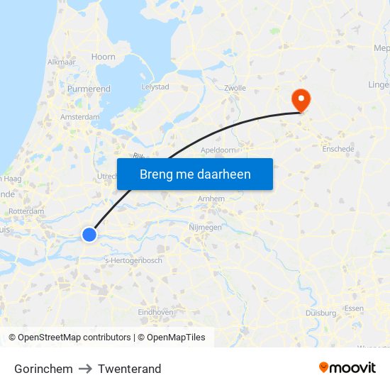 Gorinchem to Twenterand map