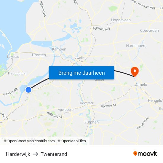 Harderwijk to Twenterand map