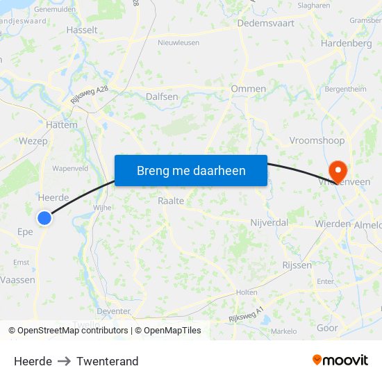 Heerde to Twenterand map
