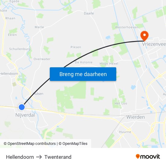 Hellendoorn to Twenterand map